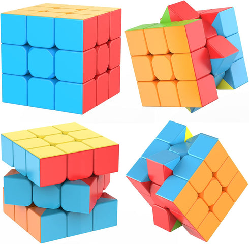 nabreeli 3x3 6-12, Speed Cube Stickerless with Stand & Tutorial: Problem-Solving Brain Teaser, Easy Turning Sensory