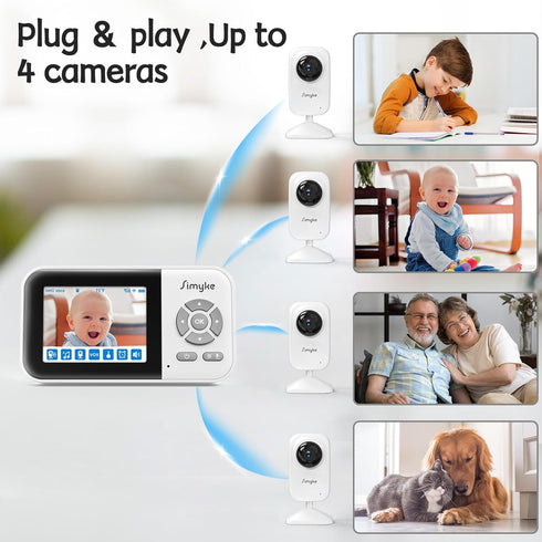 Video Baby Monitor with Camera No WiFi, 1200ft Long Range, 2.8" Display, Auto Night Vision, 5 Lullabies