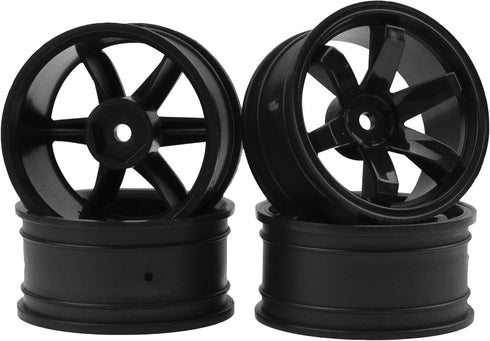 4Pack HIRCQOO RC Plastic Wheel Rims 12mm Hex Hub OD 52mm Compatible with 1/10 On-Road Racing Touring Drift Car Tamiya TT-01 Kyosho RedCat Sakura D4 XIS HSP 1/10 RC Scales,Width 26mm (Black)
