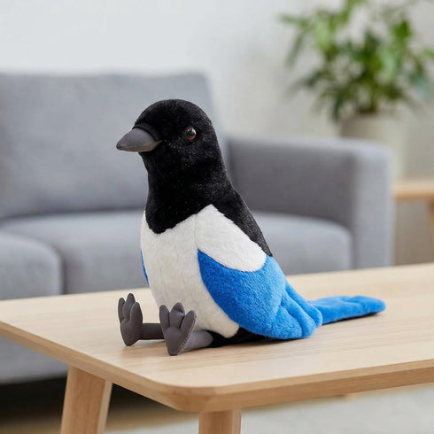 ZHONGXIN MADE 12inch Magpie Plush Toy - Realistic Black Magpie Bird Stuffed Animal, Cute Little Bird Raven Plush as