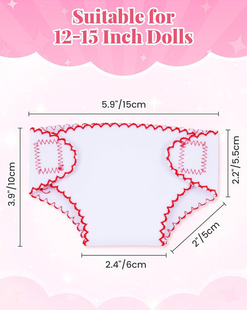 6 Set 12-15 Inch 3+ BABESIDE Baby Doll Diapers, Pcs Reusable Doll Diaper for Dolls, Soft Baby Doll Accessories