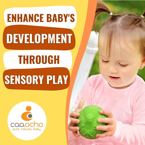 caaocho Pure Natural Rubber Sensory Ball, 3" Meadow Baby Toy for Sensory Play, BPA Free