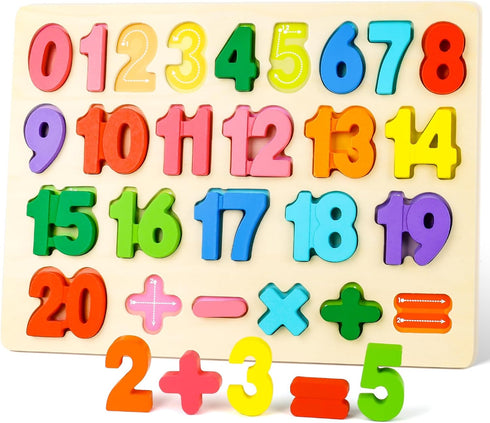 LovesTown Wooden Number Shape Puzzles, Educational Montessori Toddler Puzzles for Boys and Girls