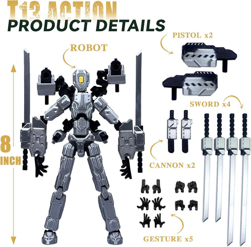 PkghoKids 8 inch T13 Set,T 13 T-13,Desktop (Assembly Completed) Action Figure Action Figure Multi-Articular Mobile