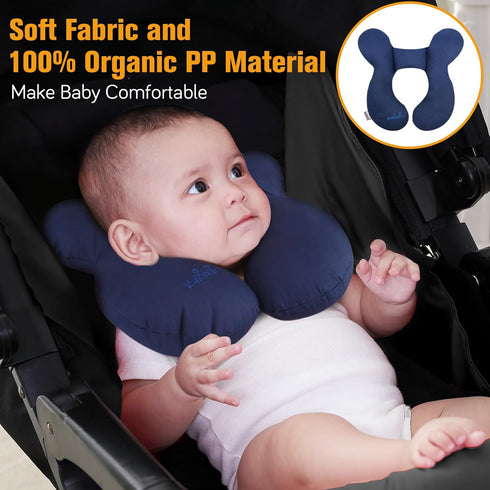 KAKIBLIN Baby Travel Pillow, Infant Head and Neck Support Pillow for Car Seat, Pushchair, for 0-1 Years Old Baby (Blue) by KAKIBLIN