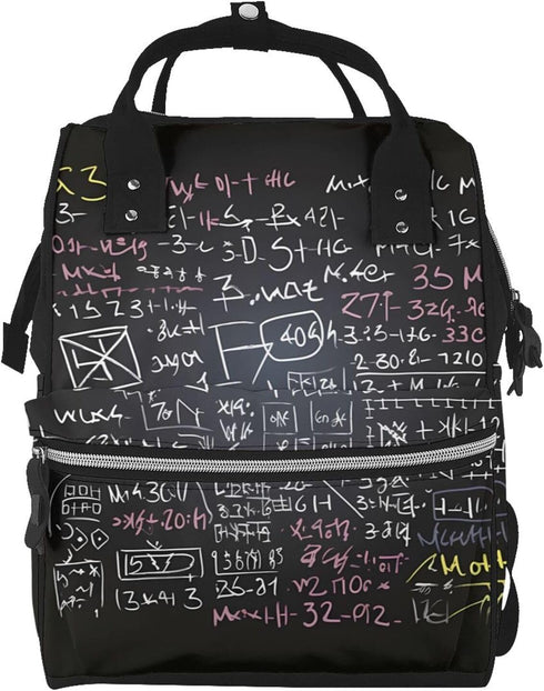 HCBPWVQA Math Backdrop Diaper Bag with Changing Pad and Pacifier Holder, Multifunction Laptop