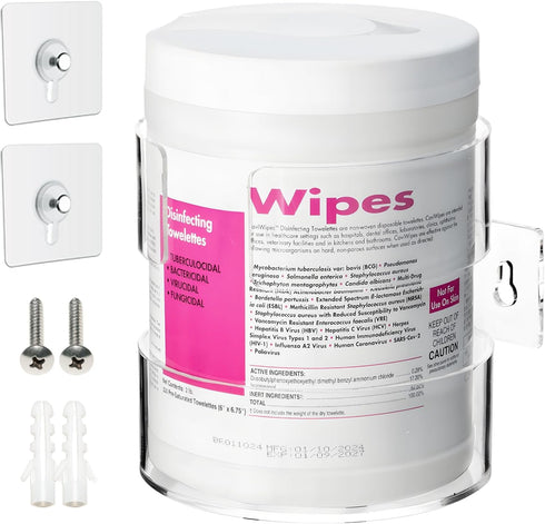 Heyrelda Wipes Holder for Heavy Duty Cleaning Wipes, Clear Acrylic Wall Mount Cleaning