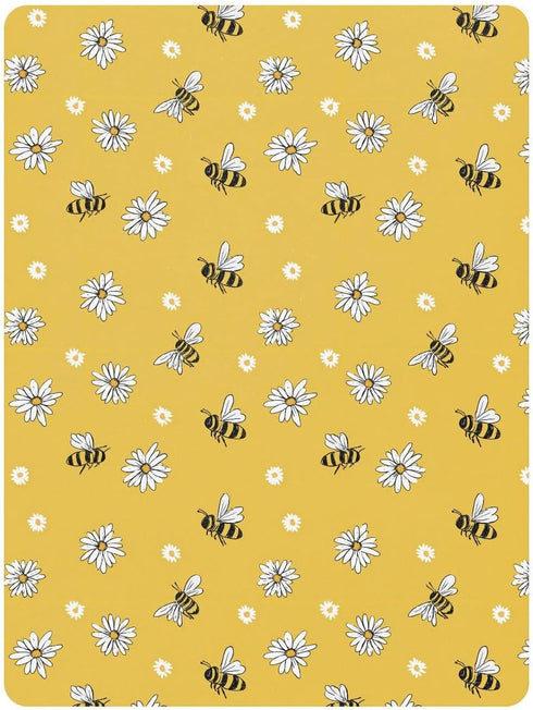 miaozhen 1 Pack 52x28 Cotton Baby Crib Sheets for Boys Girls Soft Stretchy Sweet Yellow Daisy Bee Toddler Bed Cover
