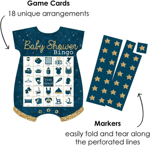 Twinkle Twinkle Little Star Bingo Cards and Markers - Big Dot of Happiness Baby Shower Game - Set of 18