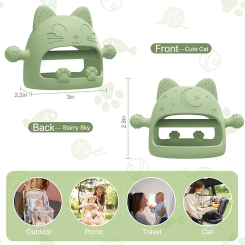 Baby Teethers 0-6 Months, Teething Toys for Relief, Infant Hand Teether Pacifiers, Ideal Gifts for New Moms (Cartoon