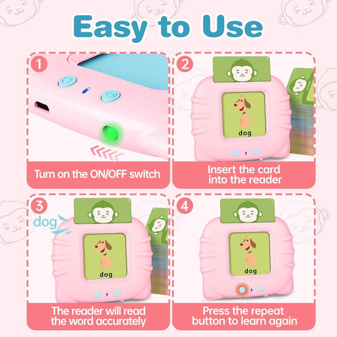 Cards-296 1 2 3 4 Toddler Girls Toys Talking Flash Sight Words, Educational Toys for Year Old, Speech Therapy&Autism