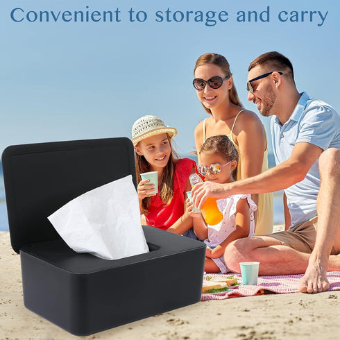 MIKIMIQI 2 Pack Wet Wipes Storage Box, Wipes Dispenser Holder Tissue Storage Boxes Case with Lid Diaper Wipes Dispenser