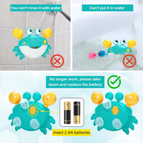 HOSBENI 1 2 3 Crab Baby Bath Toys, Crab Bubble Bath Machine, Automatic Bath Toy Blows Bubbles & Plays Childrens Songs