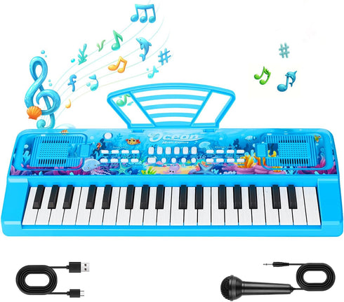 MusicForset 37 3 4 5 6 Upgraded Keys Kids Piano Keyboard with Microphone Music Stand Portable Musical Toys for Toddlers