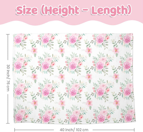 30 40 Inches Floral Minky Baby Blanket x for Girls, Soft Plush Receiving Blanket with Dotted Back, Gift for Newborn