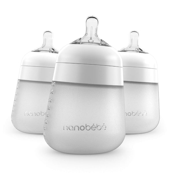 Nanobebe Flexy Silicone Baby Bottle, Anti-Colic, Natural Feel, Non-Collapsing Nipple, Non-Tip Stable