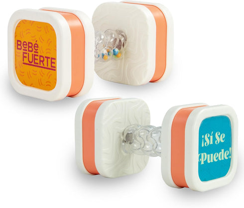 BEBE FUERTE Twist & Shake Dumbbell by Robin Arzon - Bilingual Toddler Sensory Toys for Baby Workout Gifts