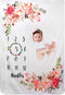 Baby Monthly Milestone Blanket, Soft Floral Memory Blanket, Newborn Growth Chart, 51x40In