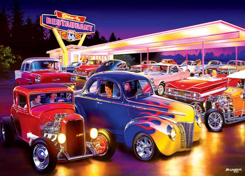 MasterPieces 1000 Piece Jigsaw Puzzle, Friday Night Hot Rod's, 19.25"x26.75" for Adults and Family.