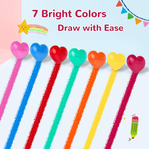 Ulema 28Pcs Colorful Heart Crayons with Cards, Valentines Day Gifts for Classroom, Girl Boy Birthday Gift Goodie Bags