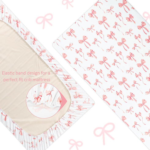 Set 4 Sets, Set Set, Crib Bedding for Baby Girls and Boys, Piece Infant Nursery Bedding Baby Comforter for Crib, Pink