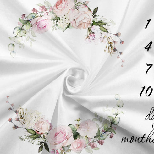 CSFOTO Flowers Baby Monthly Milestone Blanket, 60"x40", Newborn First Year Growth Mat, Baby Shower Memory Keepsake
