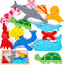 LovesTown 12PCS Wooden Stacking Puzzles, Educational Sea Animal Chunky Jigsaw Puzzles for Kids