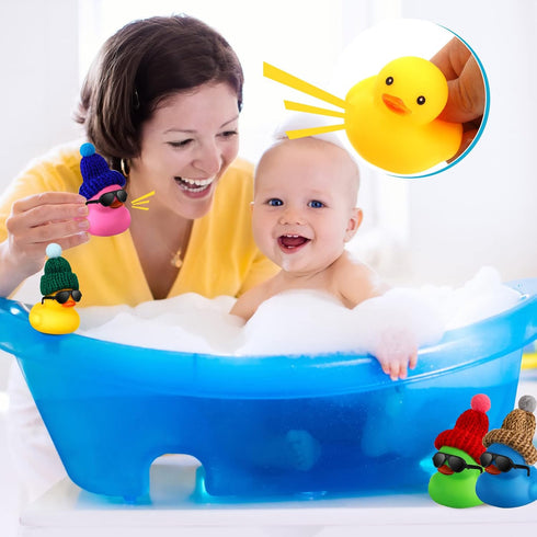 12 Chivao Pcs Mini Rubber Ducks with Sunglasses/ Glasses and Hats/ Necklace, Cruise Rubber Ducks in Bulk Small Bathtub