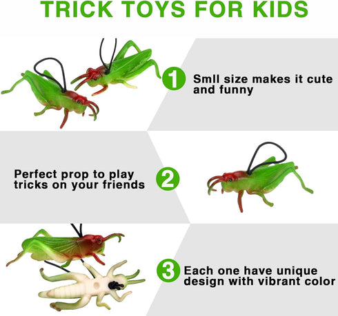 16Pcs Plastic Grasshoppers Toys for Kids, Fake Bugs Easter Party Favors for Insect Themed Party