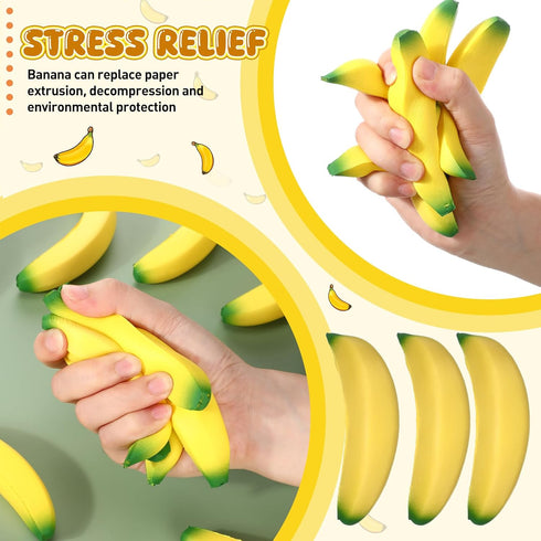 100 Adults(3.94 Inches) Jerify Pcs Banana Stress Toys Stretchy Banana Fidget Toys Realistic Stretchy Pu Foam Party