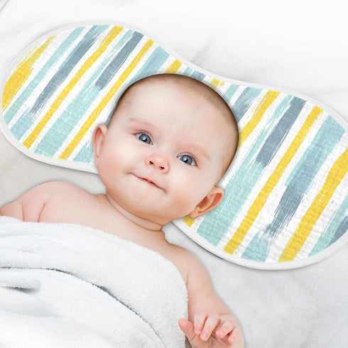 decor gift 4 Pack 22x11in Cotton Muslin Burp Cloths Easy Care Gray Blue and Pale Yellow Stripe Pattern Baby spit up
