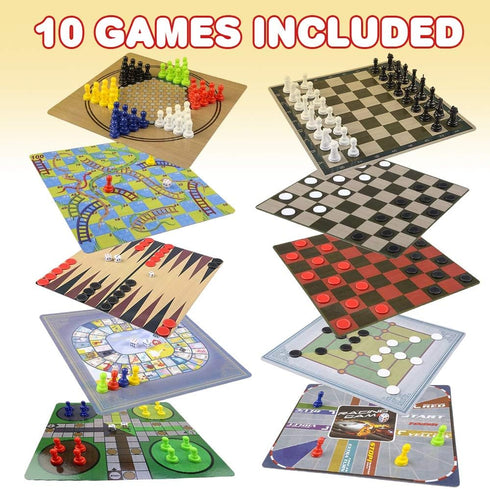 10 Set, 5 Backgammon, Gamie Board Games Classic Family Games for Kids and Adults, Includes Double Sided Playing Boards