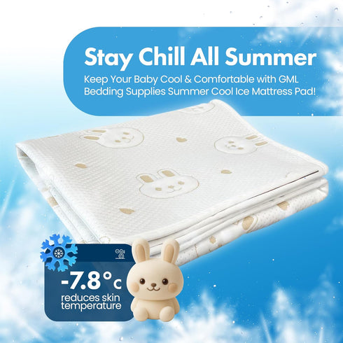 GML 0.4 27.5x47 Bunny Cooling Crib Mattress Pad Waterproof, Breathable Baby Mattress Protector for Toddler Bed