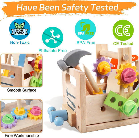 Set, 30pcs 3 4 5 Aliex Wooden Kids Tool Toy Tools for Toddlers with Vest, Tool Kit Toddler Montessori Stem Learning