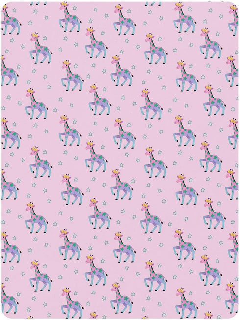 miaozhen 1 Pack 52x28 Cotton Baby Crib Sheets for Boys Girls Ultra Soft Cute Animal Giraffe Yellow Bow Peach Toddler