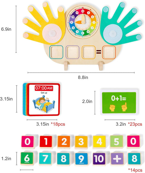 Quliwise 2 1 Counting 3-5, 3-5 Educational in Math Manipulatives Number Blocks & Teaching Clock for Kids, Preschool