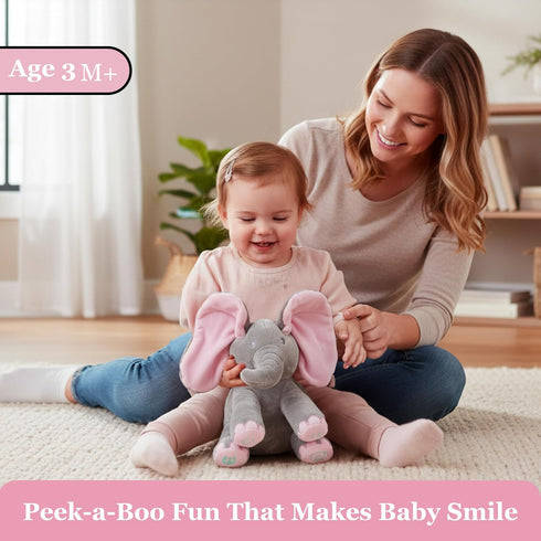 Dimple Kaia Peek A Boo Elephant Toy, Interactive Singing Stuffed Animal Plush with Moving Ears, Musical Stuffed Animal