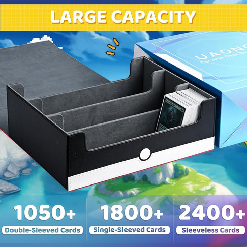 Card Storage Box for Trading Cards, 1800+ PU Leather Commander Card Deck Case, Magnetic Closure for Magic Cards