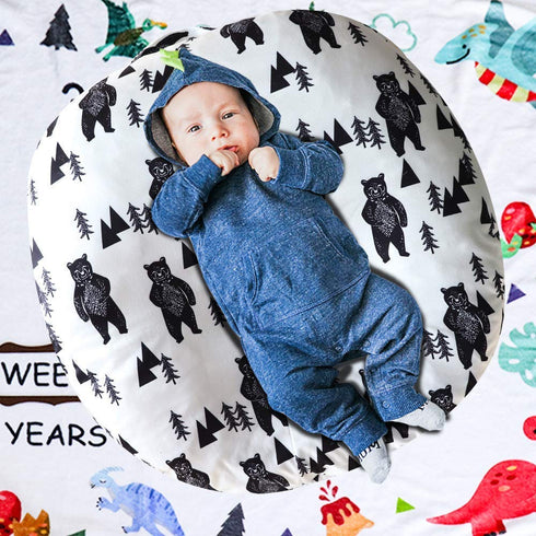 Baby Lounger Cover, Bear Newborn Lounger Cover for Boys, Snugly Fit Infant Removable Slipcover (Lounger Pillow Not