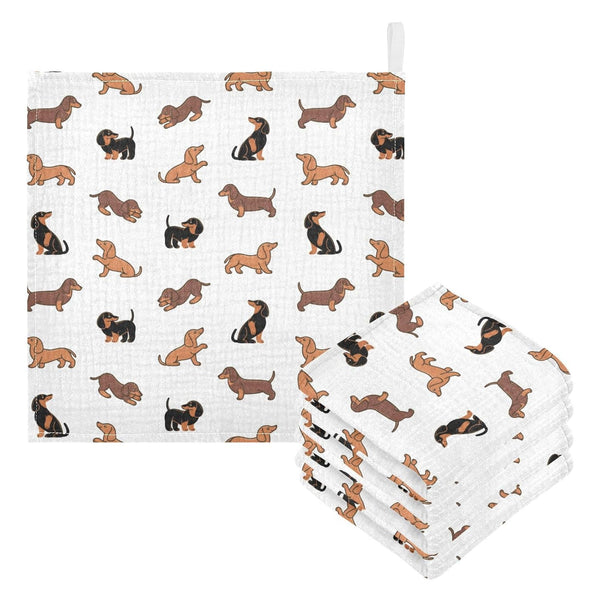 YETTASBIN Dachshund Dog Muslin Baby Hand Washcloths, Soft Cotton Bath Face Towel, 4