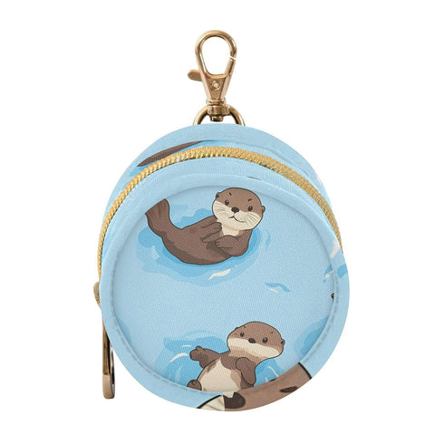 YETTASBIN Cartoon Sea Otters Portable Pacifier Holder Case with Metal Hook Buckle &