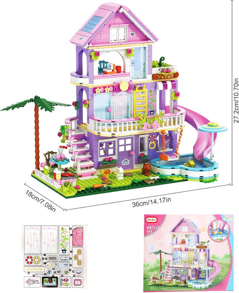 Sitodier Set,689pcs 6-12 8-14,Holiday 6 7 8 9 10 11 12 13 14 Girls Building Blocks Garden Villa House Building Block