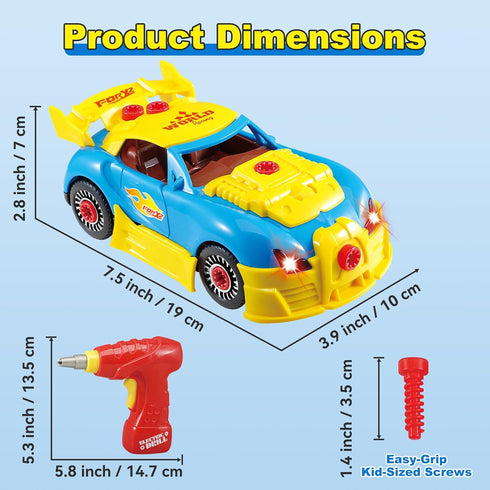 Pup Go 3 4 5 30 (4 Construction Toys for Kids Years, Take Apart Toy Racing Car, Pieces Building Toys with Electric