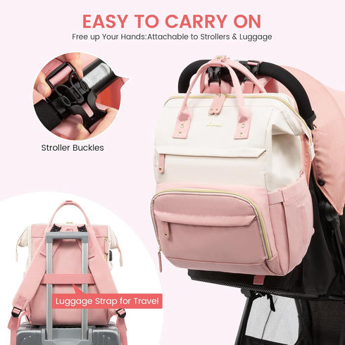 Backpack, Backpack LOVEVOOK Diaper Bag Baby Bag with Changing Station, Large Diaper for Moms Dads, Waterproof Leather