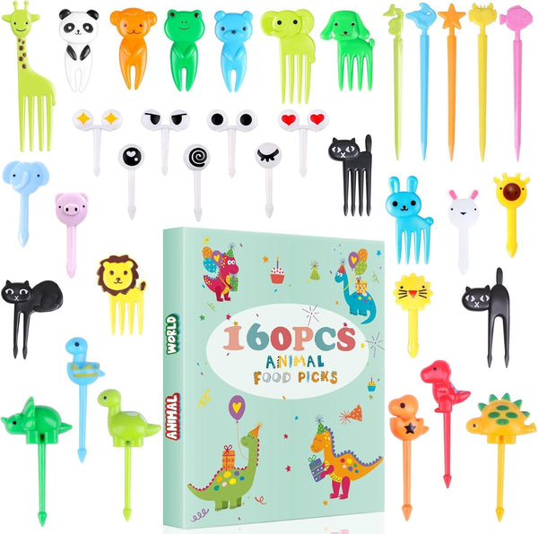 DOUDOULE 160PCS Food Picks for Kids with Storage Box, Kids Lunch Accessories for