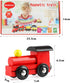 Wondertoys Wooden Train Cars - 12 PCS Magnetic Train Set with 3 Engines and Storage Bag for Toddlers