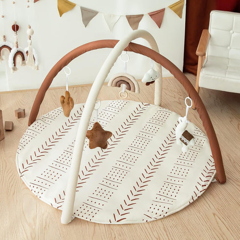 5 Razee Baby Gym Mat Infant Activity Gym Mudcloth Baby Activity Center with Play Mat with Toys for Babies as Shower Use