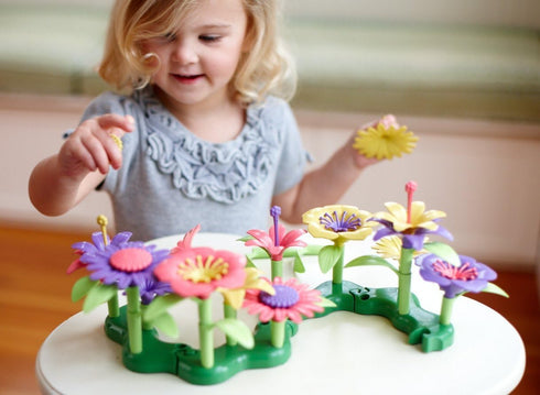 Green Toys Build-a-Bouquet, 44 Piece Pretend Play, Motor Skills Building and Stacking Kids Toy Set, Made in USA