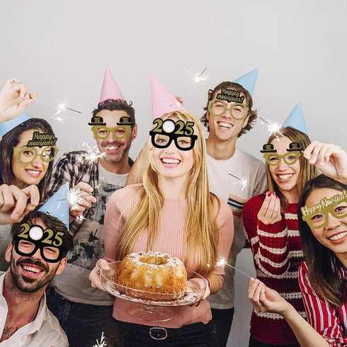 obmwang 24 Pieces Happy New Year Eyeglasses, Fancy Party Glasses for 2025 New Year's Eve Party Favors