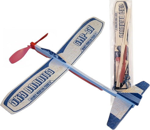 Balsa Wood Airplane Kits - Set of 4 Wooden Airplane Toys, 2 Rubberband Powered and 2 Glider Planes